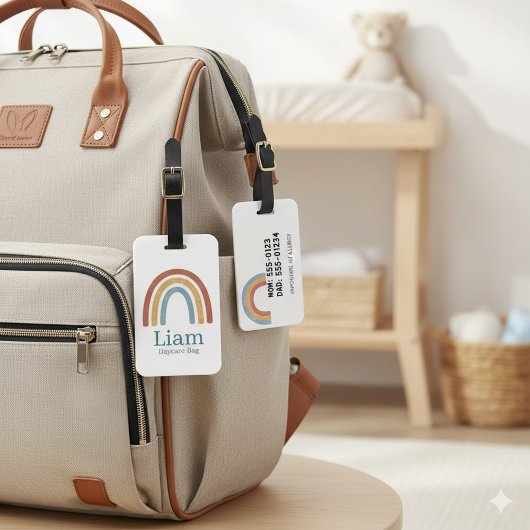 Personalized Boho Rainbow Diaper Bag Tag ラゲッジタグ