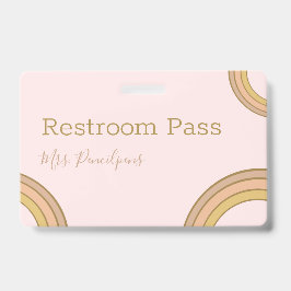 Personalized Boho Rainbow Hall Pass Pink バッジ