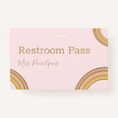 Personalized Boho Rainbow Hall Pass Pink バッジ (正面)