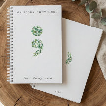 Personalized Boho Sage Green Semicolon Journal 