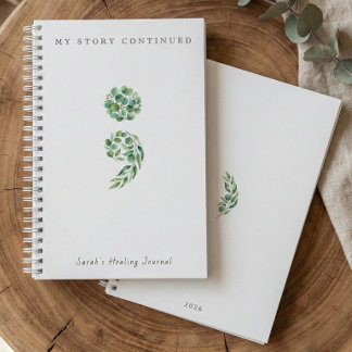 Personalized Boho Sage Green Semicolon Journal  ノートブック