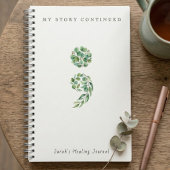 Personalized Boho Sage Green Semicolon Journal ノートブック