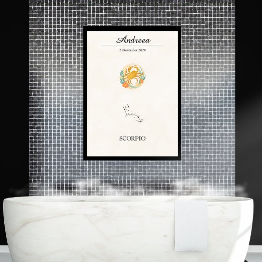Personalized Boho Scorpio Zodiac Constellation ポスター