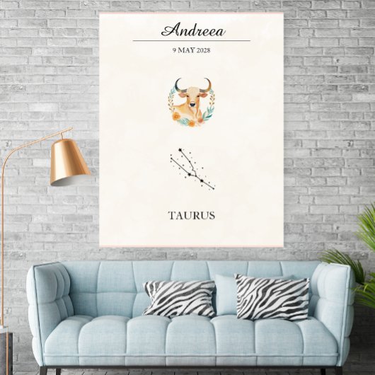 Personalized Boho Taurus Zodiac Constellation ポスター