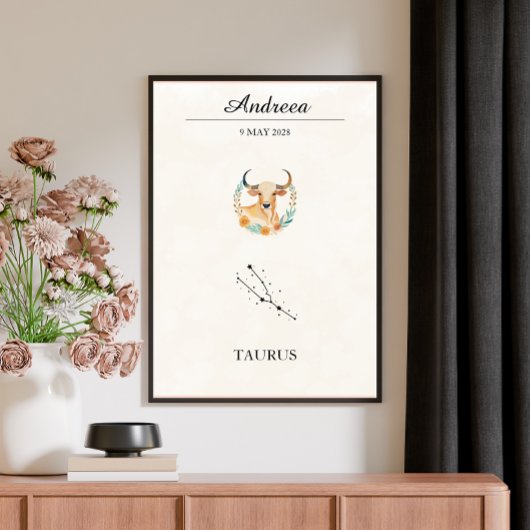 Personalized Boho Taurus Zodiac Constellation ポスター