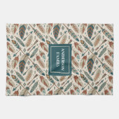 Personalized Boho Towel Ethnic Feathers & Arrows キッチンタオル (横)