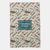 Personalized Boho Towel Ethnic Feathers & Arrows キッチンタオル (縦)