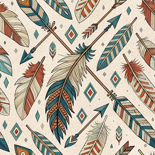 Personalized Boho Towel Ethnic Feathers & Arrows キッチンタオル