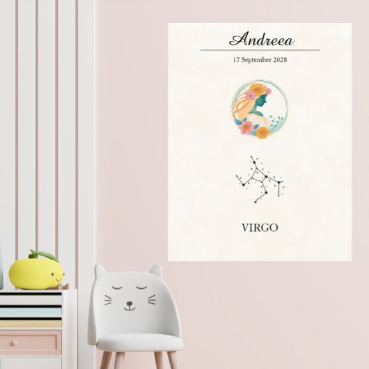 Personalized Boho Virgo Zodiac Constellation ポスター