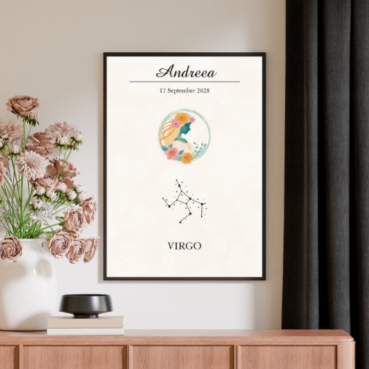 Personalized Boho Virgo Zodiac Constellation ポスター