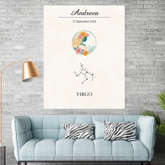 Personalized Boho Virgo Zodiac Constellation ポスター