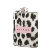 Personalized Bold Black & White Leopard Print  フラスク (左)