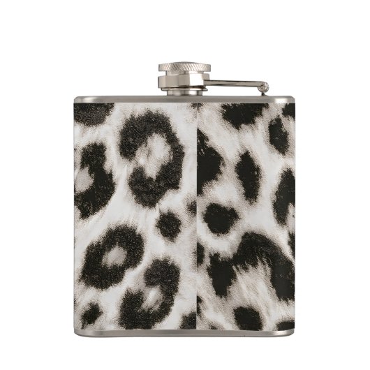 Personalized Bold Black & White Leopard Print  フラスク (裏面)