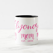 Personalized Bold  Name Est New Mom Pink Script  ツートーンマグカップ (中央)