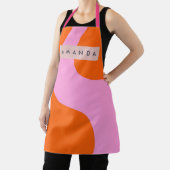 Personalized Bold Orange and Pink Wave Stripe エプロン (インサイチュ)