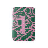 Personalized Bold Pink Botanical Floral Name Gift バスマット (正面縦)