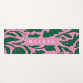 Personalized Bold Pink Botanical Floral Name Gift ヨガマット (正面(横))