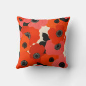 Personalized Bold Red and Pink Poppy Floral  クッション (裏面)