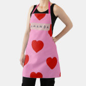 Personalized Bold Red Hearts on Soft Pink エプロン (インサイチュ)
