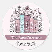 Personalized Book Club Floral Bookplate ラウンドシール (正面)