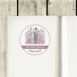 Personalized Book Club Floral Bookplate ラウンドシール