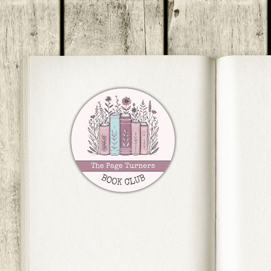 Personalized Book Club Floral Bookplate ラウンドシール