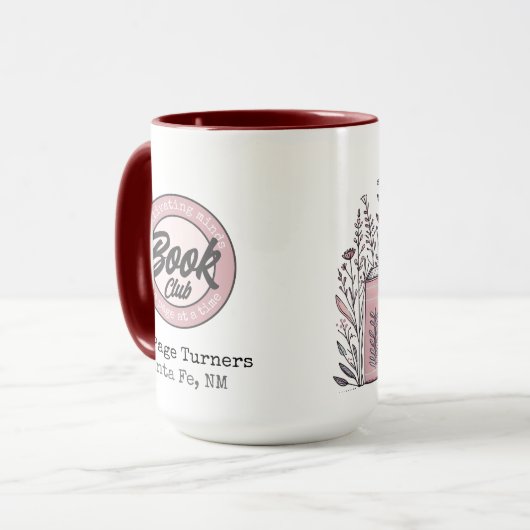 Personalized Book Club Logo & Floral マグカップ (正面左)