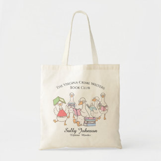 Personalized Book Club Tote Bag with Cute Geese トートバッグ