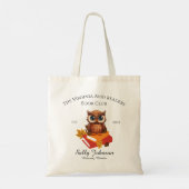Personalized Book Club Tote Bag with Cute Owl  トートバッグ (裏面)