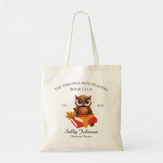 Personalized Book Club Tote Bag with Cute Owl  トートバッグ