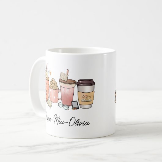 Personalized Book & Coffee Day Mug – Custom Name  コーヒーマグカップ (正面左)