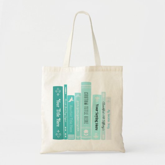Personalized Book Tote / Shopping Bag (Teal Blue) トートバッグ (正面)