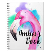 Personalized Book with a flamingo watercolour ノートブック (正面)