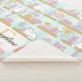 Personalized Bookish Cat Gift Green Pastel Name シェルパブランケット (3/4)