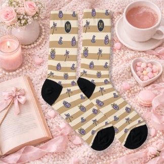 Personalized Bookish Girl Academy Wizard Gold ソックス