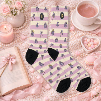 Personalized Bookish Girl Academy Wizard Pink ソックス