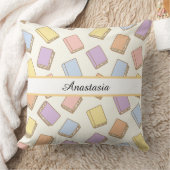Personalized Bookish Girl Cute Bow Name Cream クッション (ブランケット)