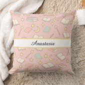 Personalized Bookish Girl Wizard Magic Name Pink クッション (ブランケット)