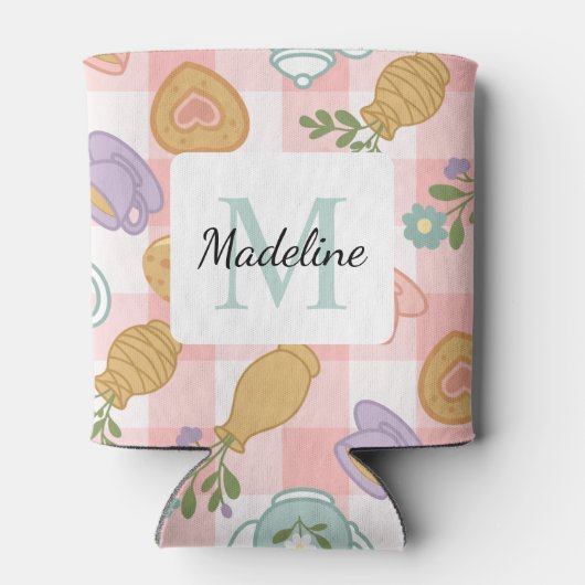 Personalized Bookish Girly Tea Girl 缶クーラー (裏面)