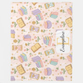 Personalized Bookish Magic Pastel Girl Name Pink フリースブランケット (正面)