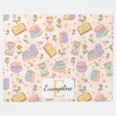 Personalized Bookish Magic Pastel Girl Name Pink フリースブランケット (正面(横))