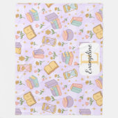 Personalized Bookish Magic Purple Girl Pastel フリースブランケット (正面)