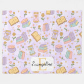 Personalized Bookish Magic Purple Pastel Girly フリースブランケット (正面(横))