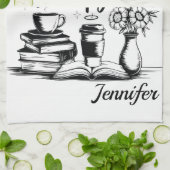 Personalized Books Are My Therapy Bookworms キッチンタオル (折り畳み)