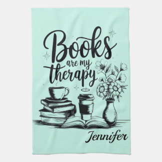 Personalized Books Are My Therapy Bookworms キッチンタオル
