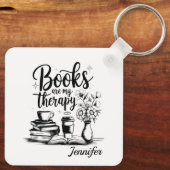 Personalized Books Are My Therapy Bookworms キーホルダー (裏面)