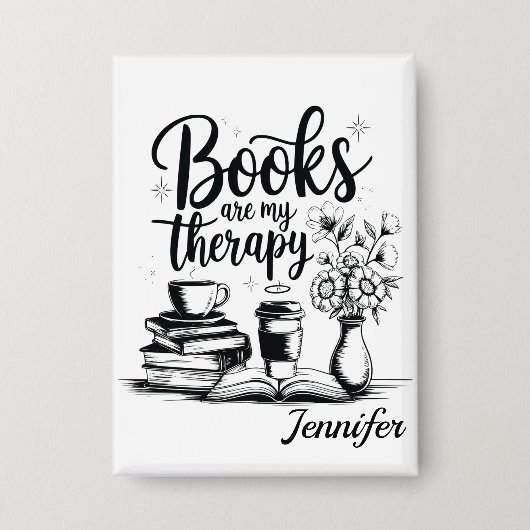 Personalized Books Are My Therapy Bookworms 缶バッジ (正面)