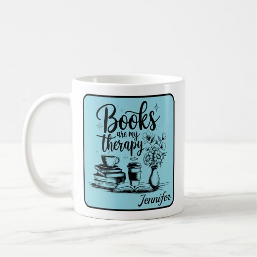 Personalized Books Are My Therapy Bookworms Blue コーヒーマグカップ (左)