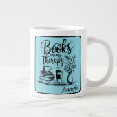 Personalized Books Are My Therapy Bookworms Blue ジャンボコーヒーマグカップ (右)