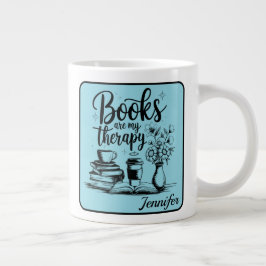 Personalized Books Are My Therapy Bookworms Blue ジャンボコーヒーマグカップ